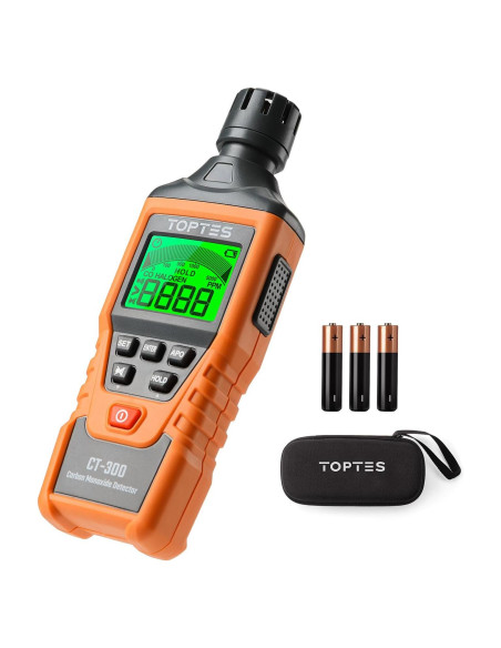 Detector de Monóxido de Carbono TOPTES CT-300 Portátil 0-5000 PPM Detector de Monóxido de Carbono TOPTES CT-300 Portátil 0-5000 PPM