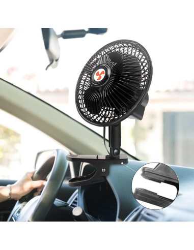 Ventilador Oscilante 12V XGGYA 6" Portátil para Automóvil