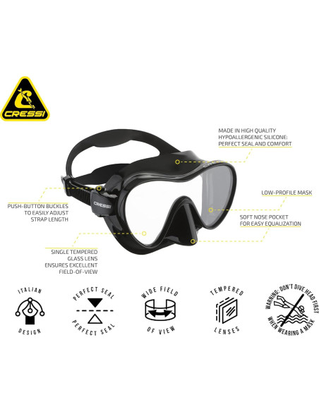 Máscara de Buceo Cressi F1 Silicona Ajustable Unisex Máscara de Buceo Cressi F1 Silicona Ajustable Unisex