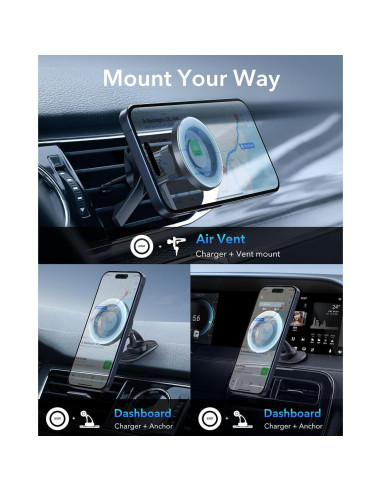 Soporte para coche ESR MagSafe negro para smartphones