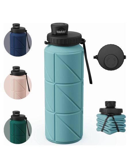 Botella de Agua Plegable Mefold 690ml Silicona Verde Botella de Agua Plegable Mefold 690ml Silicona Verde