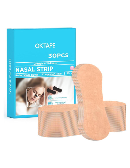 Tiras Nasales OK TAPE Beige 30 Pcs - Alivio Ronquido y Congestión Tiras Nasales OK TAPE Beige 30 Pcs - Alivio Ronquido y Congestión