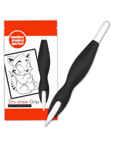 Agarre Pro-Draw para Apple Pencil Gen 1 y 2 - Silicona Negra