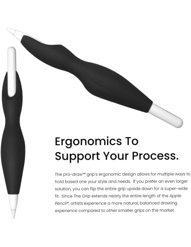 Agarre Pro-Draw para Apple Pencil Gen 1 y 2 - Silicona Negra