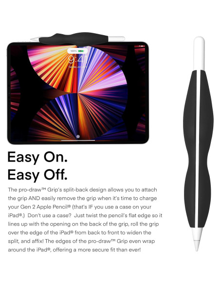 Agarre Pro-Draw para Apple Pencil Gen 1 y 2 - Silicona Negra Agarre Pro-Draw para Apple Pencil Gen 1 y 2 - Silicona Negra