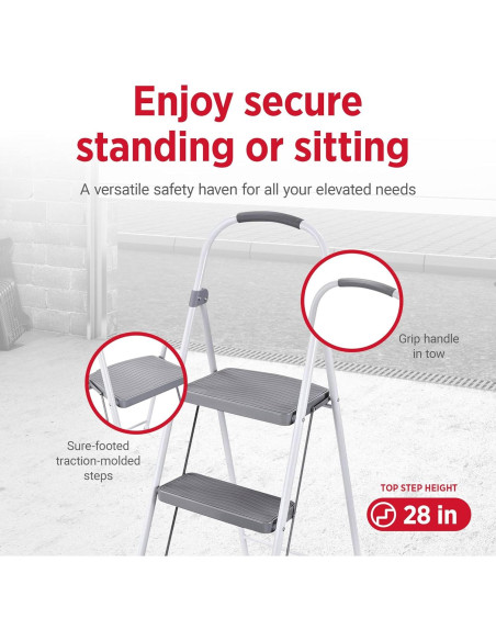 Escalera Plegable Rubbermaid 3 Pasos Acero Blanco 102kg Escalera Plegable Rubbermaid 3 Pasos Acero Blanco 102kg