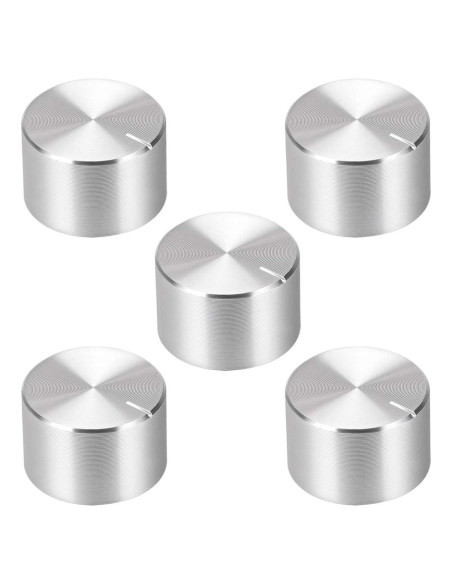 Perilla de Potenciómetro uxcell 20mmx13mm Aluminio Plateado - 5 Pcs Perilla de Potenciómetro uxcell 20mmx13mm Aluminio Plateado - 5 Pcs