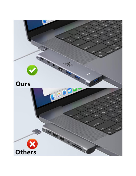 Adaptador Hub USB C LIONWEI para MacBook Pro/Air 7 en 2 Adaptador Hub USB C LIONWEI para MacBook Pro/Air 7 en 2