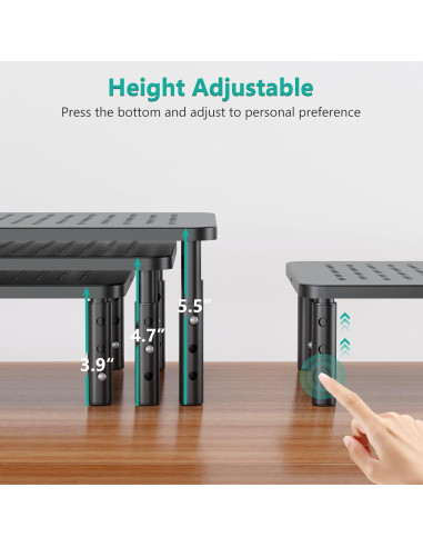Soporte para Monitor WALI Ajustable en Altura 20 kg Negro