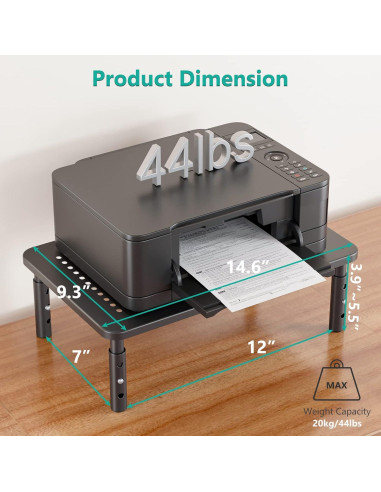 Soporte para Monitor WALI Ajustable en Altura 20 kg Negro