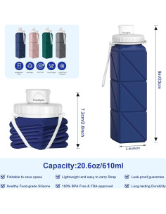 Botellas de Agua Plegables Popdigito 610ml 2 Pack a Prueba de Fugas 2