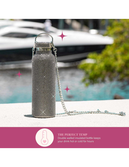 Botella de Agua Paris Hilton 750ml con Correa y Strass Botella de Agua Paris Hilton 750ml con Correa y Strass