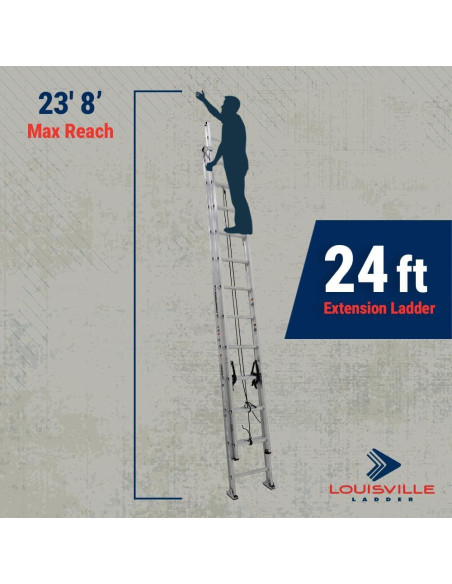 Escalera de extensión de aluminio Louisville 7,32 m 300 kg AE2224 Escalera de extensión de aluminio Louisville 7,32 m 300 kg AE2224