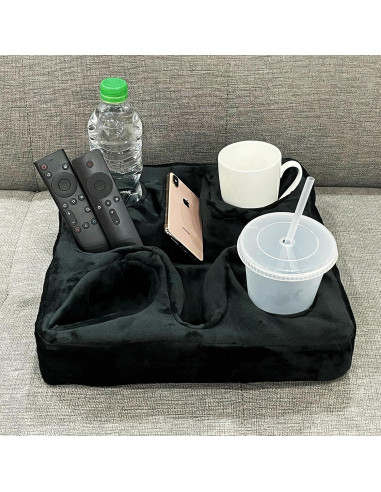 Soporte de almohada para bebidas Xchouxer Negro 4 compartimentos