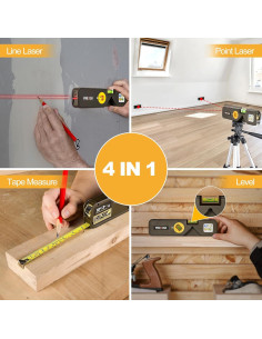 Nivel láser 4-en-1 Prexiso con cinta métrica 10 pies 2