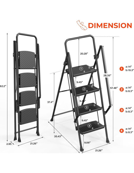 Escalera Plegable LUISLADDERS 4 Peldaños Antideslizante Escalera Plegable LUISLADDERS 4 Peldaños Antideslizante