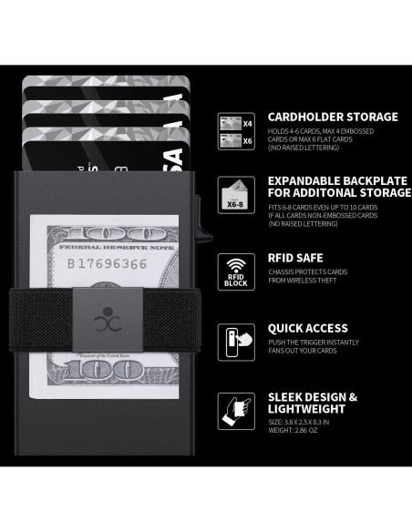 Billetera Slim de Aluminio SEMORID con Bloqueo RFID - Negro Billetera Slim de Aluminio SEMORID con Bloqueo RFID - Negro