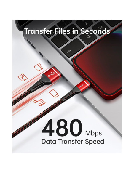 Cable de Carga Rápida UYOUNG 3Pack 6FT USB a Lightning Rojo Cable de Carga Rápida UYOUNG 3Pack 6FT USB a Lightning Rojo