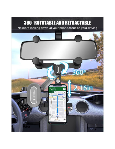 Soporte para Teléfono JOCOSA en Espejo Retrovisor 360