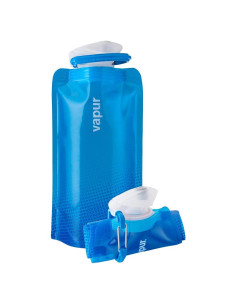 Botella de Agua Plegable Vapur 473ml Azul Cian con Mosquetón