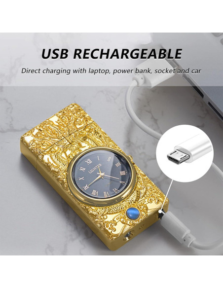 Encendedor Eléctrico BABOBIU Dragón Oro Plasma Doble Encendedor Eléctrico BABOBIU Dragón Oro Plasma Doble