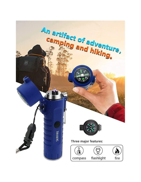 Encendedor Plasma RSBYE Doble Arco Impermeable Azul Encendedor Plasma RSBYE Doble Arco Impermeable Azul