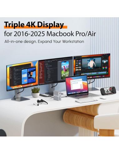 Estación de Acoplamiento TobenONE Triple Monitor 4K USB-C