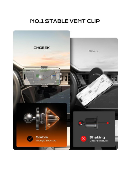 Soporte Carga Inalámbrica CHGeek 15W Automóvil Negro Soporte Carga Inalámbrica CHGeek 15W Automóvil Negro
