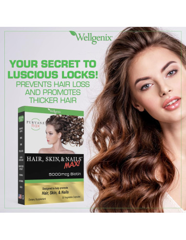 Purvana Max Suplemento Vegano Cabello, Piel y Uñas - 30 Cápsulas