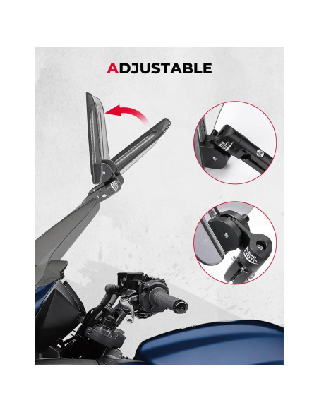 KEMIMOTO Parabrisas de Motocicleta Ajustable de Aluminio Gris Humo KEMIMOTO Parabrisas de Motocicleta Ajustable de Aluminio Gris Humo