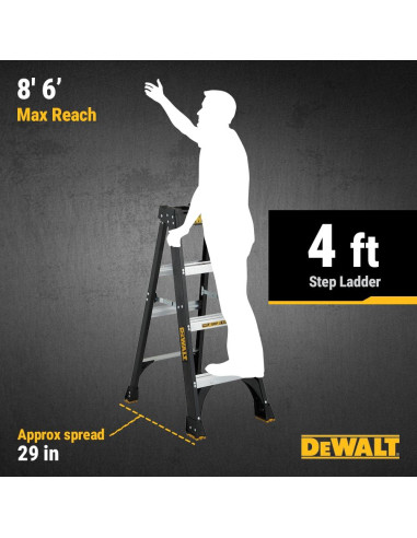 Escalera DeWalt de Fibra de Vidrio 4 Pies 300 kg DXL3010-04