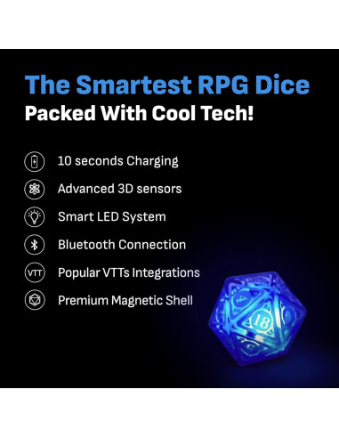 GoDice D20 Conectado - Dado Poliédrico Inteligente para RPG