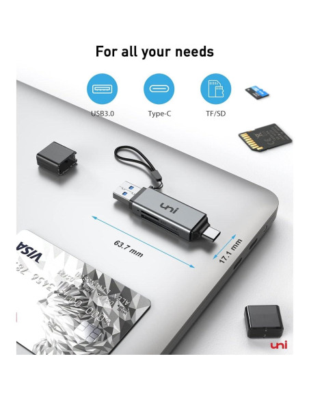 Lector de Tarjeta SD uni USB C y Micro SD 2 en 1 Alta Velocidad Lector de Tarjeta SD uni USB C y Micro SD 2 en 1 Alta Velocidad