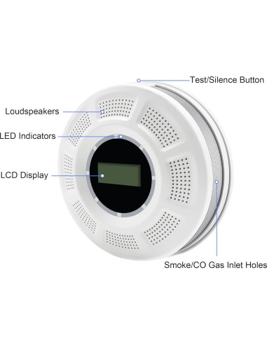 Detector de Humo y Monóxido de Carbono Scondaor LCD 1 Paquete