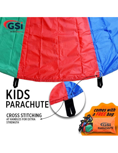 Paracaídas para Niños GSi 12 Pies Multicolor - Juguete Cooperativo