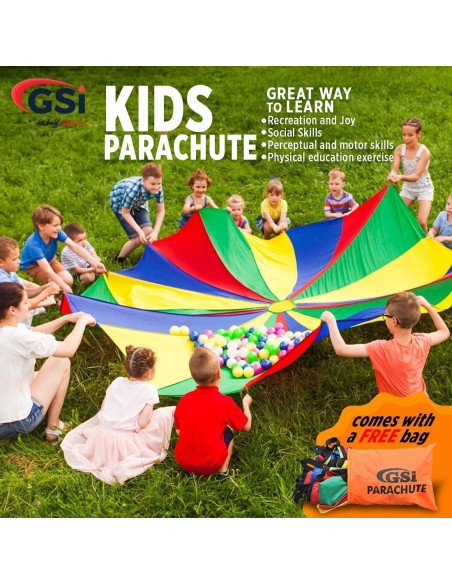 Paracaídas para Niños GSi 12 Pies Multicolor - Juguete Cooperativo Paracaídas para Niños GSi 12 Pies Multicolor - Juguete Cooperativo