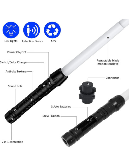 Sable de Luz Kenpora Telescópico con Sonido 80 cm Sable de Luz Kenpora Telescópico con Sonido 80 cm