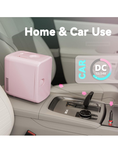 Refrigerador Mini EUHOMY 4L Rosa Portátil Frío y Caliente