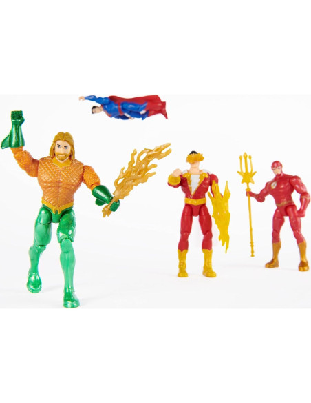 Paquete de 4 Figuras de Acción DC Comics Superman Flash Shazam Aquaman 10 cm Paquete de 4 Figuras de Acción DC Comics Superman Flash Shazam Aquaman 10 cm