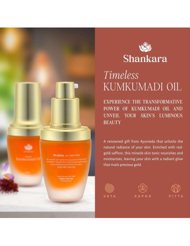 Aceite Kumkumadi Shankara 18ml con Azafrán y Hierbas Ayurvédicas