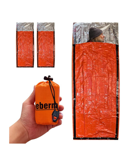 Bolsas de dormir de emergencia Leberna 2 paquetes Mylar Bolsas de dormir de emergencia Leberna 2 paquetes Mylar