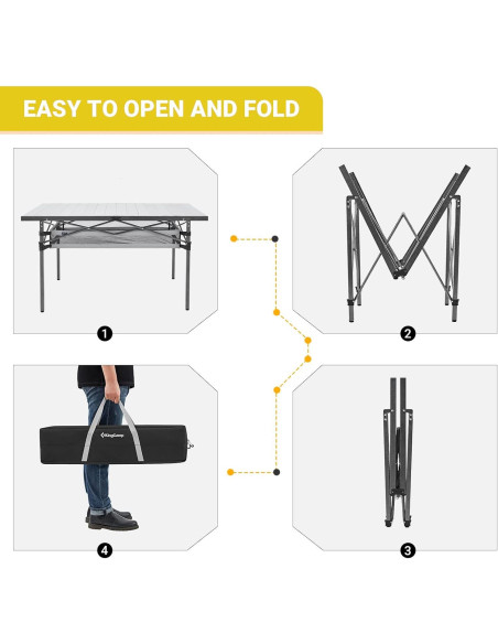 Mesa Plegable KingCamp Aluminio 4-6 Personas con Bolsa Mesa Plegable KingCamp Aluminio 4-6 Personas con Bolsa