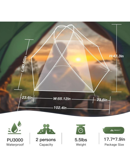 Carpa de Camping Forceatt 2 Personas Impermeable Ultraligera Carpa de Camping Forceatt 2 Personas Impermeable Ultraligera