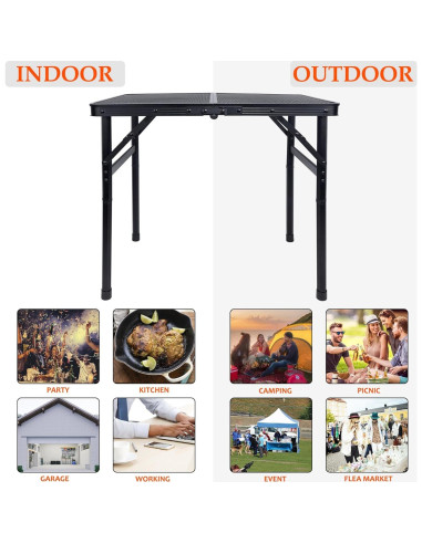 Mesa Plegable Portátil FORUP GT, Ajustable 56 cm, Camping