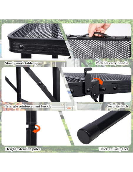 Mesa Plegable Portátil FORUP GT, Ajustable 56 cm, Camping Mesa Plegable Portátil FORUP GT, Ajustable 56 cm, Camping