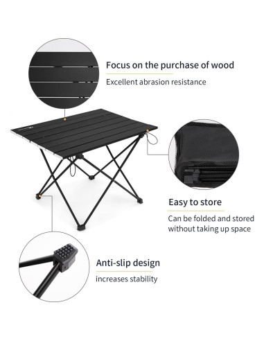 Mesa de Camping Plegable MOON LENCE 55.88x40.64cm Negra