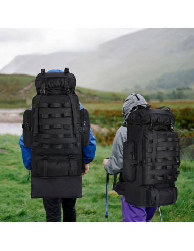 Mochila de Camping 100L Táctica Militar Impermeable Negra