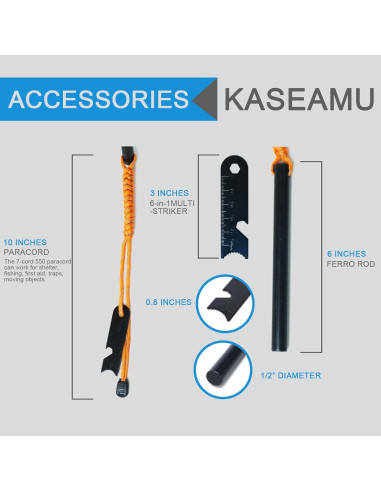 Kit Encendedor de Chispas Kaseamu 15,24 cm Supervivencia
