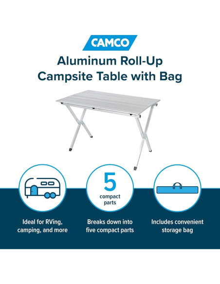 Mesa de Camping Plegable Camco de Aluminio 110.5x68.6cm Mesa de Camping Plegable Camco de Aluminio 110.5x68.6cm