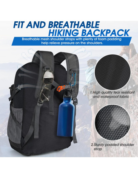 Mochila de Senderismo IGOLUMON 40L Plegable Impermeable Negra Mochila de Senderismo IGOLUMON 40L Plegable Impermeable Negra